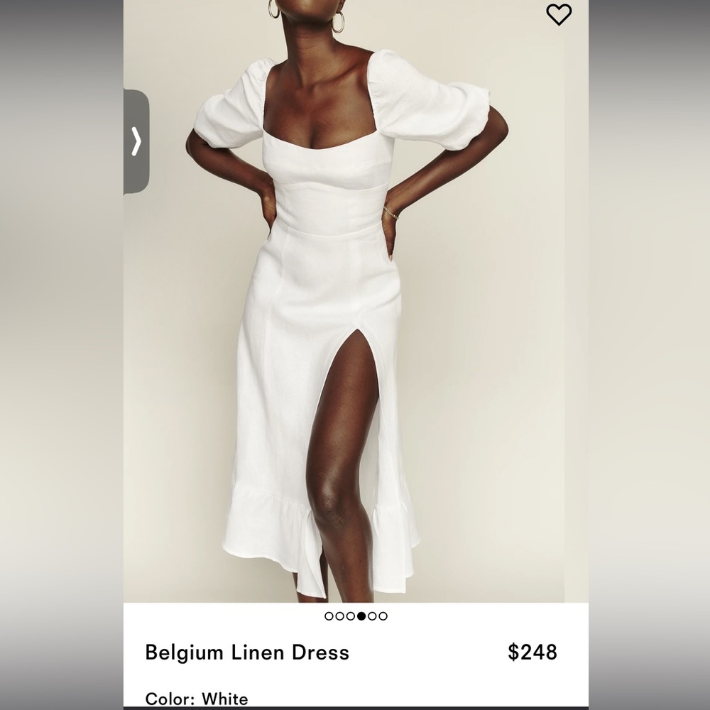 Reformation White Belgium Linen Dress